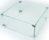 Glas Schirm für Einbau Feuertisch Klein Rechtecking 72x35cm
