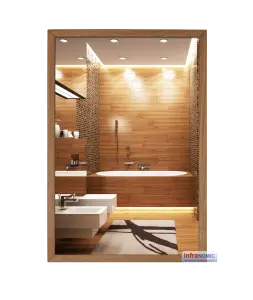 Spiegelheizung mit Massiv Holzrahmen